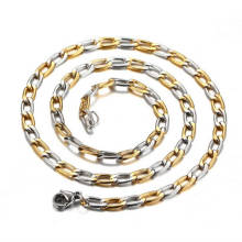 New Style Men 304 Stainless Steel Two Tone Color Chain Necklace, Silver And Gold Color Chain Necklace